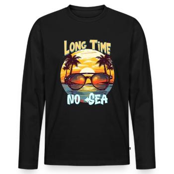 Summer Holidays by the Sea Long Time No Sea - Men's Premium Organic Long Sleeve Shirt - black - Front - Nico (187cm)