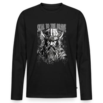 Skal to the brave Wikinger Kultur - Männer Premium Bio Langarmshirt - Schwarz - Vorne - Nico (187cm)