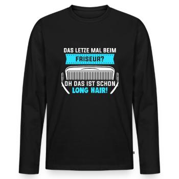 Friseurin Barber Frisörin Friseursalon - Männer Premium Bio Langarmshirt - Schwarz - Vorne - Nico (187cm)