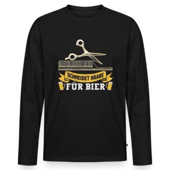 Friseurin Barber Frisörin Friseursalon - Männer Premium Bio Langarmshirt - Schwarz - Vorne - Nico (187cm)