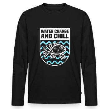 Water change and chill Aquarist Fish Lovers - Men's Premium Organic Long Sleeve Shirt - black - Front - Nico (187cm)