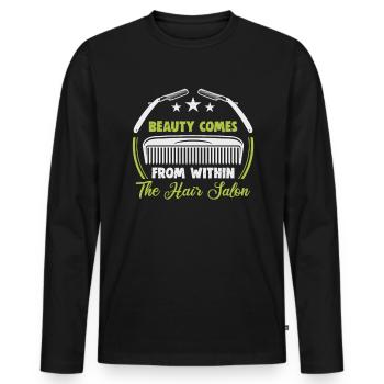 coiffeur, , coiffeur, salon de coiffure - T-shirt manches longues Premium bio Homme - noir - Devant - Nico (187cm)