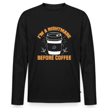 J’aime les idées cadeaux café Amateur de café - T-shirt manches longues Premium bio Homme - noir - Devant - Nico (187cm)