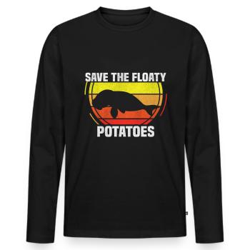 Save the floaty potatoes Manatee Manatees Florida - Men's Premium Organic Long Sleeve Shirt - black - Front - Nico (187cm)