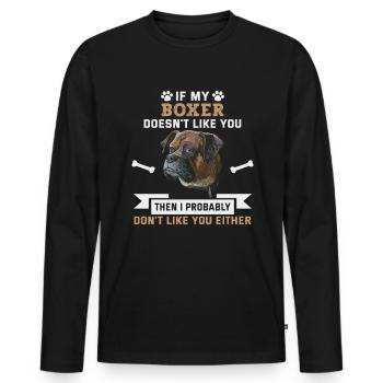 Dog Saying Boxer Design for Dog Lovers - Men's Premium Organic Long Sleeve Shirt - black - Front - Nico (187cm)