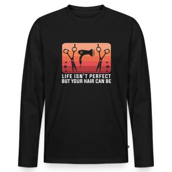 Friseurin Barber Frisörin Friseursalon - Männer Premium Bio Langarmshirt - Schwarz - Vorne - Nico (187cm)