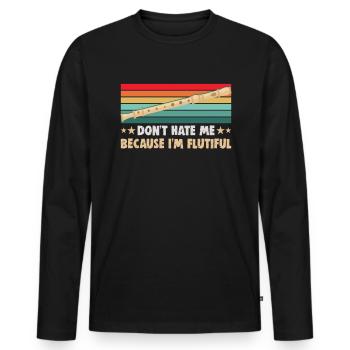 Flute player in the Musikverein Flötist Musician - Men's Premium Organic Long Sleeve Shirt - black - Front - Nico (187cm)