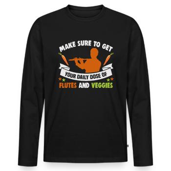Flute player in the Musikverein Flutist Vegetarian - Men's Premium Organic Long Sleeve Shirt - black - Front - Nico (187cm)