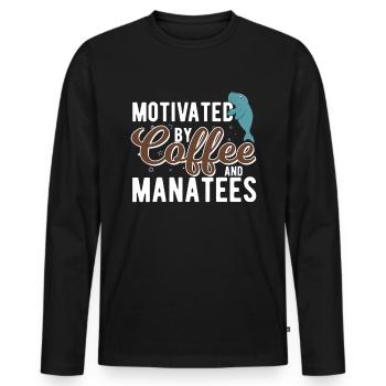 Motivé par le café et les lamantins Sweet Ocean Manatee - T-shirt manches longues Premium bio Homme - noir - Devant - Nico (187cm)