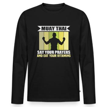 Muay Thai Arts Martiaux Muay Thai Entraîneur Muay Thai Muay Thai - T-shirt manches longues Premium bio Homme - noir - Devant - Nico (187cm)