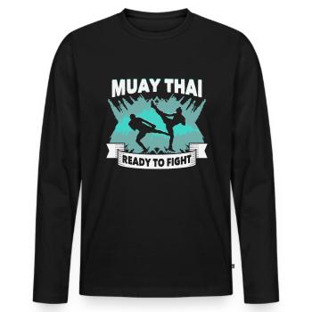 Muay Thai Arts Martiaux Muay Thai Entraîneur Muay Thai Muay Thai - T-shirt manches longues Premium bio Homme - noir - Devant - Nico (187cm)