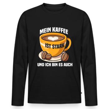 I Like Coffee Gift Ideas Coffee Lover - Men's Premium Organic Long Sleeve Shirt - black - Front - Nico (187cm)