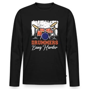 Batteur dans un groupe | Batteur, Musicien - T-shirt manches longues Premium bio Homme - noir - Devant - Nico (187cm)