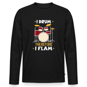 Batteur dans un groupe | Batteur, Musicien - T-shirt manches longues Premium bio Homme - noir - Devant - Nico (187cm)