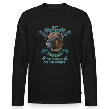 Dog Saying Boxer Design for Dog Lovers - Men's Premium Organic Long Sleeve Shirt - black - Front - Nico (187cm)
