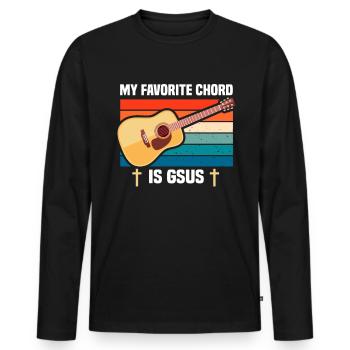 Guitariste dans un groupe | Guitariste Musicien - T-shirt manches longues Premium bio Homme - noir - Devant - Nico (187cm)