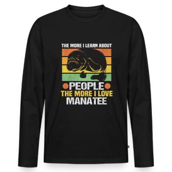 Plus j’aime les lamantins de Floride - T-shirt manches longues Premium bio Homme - noir - Devant - Nico (187cm)