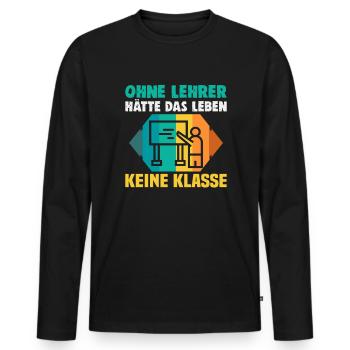 Bester Lehrer Rente Geschenkidee Schüler - Männer Premium Bio Langarmshirt - Schwarz - Vorne - Nico (187cm)