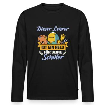 Bester Lehrer Rente Geschenkidee Schüler - Männer Premium Bio Langarmshirt - Schwarz - Vorne - Nico (187cm)