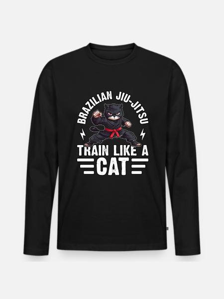 Entraînez-vous comme un chat - T-shirt manches longues Premium bio Homme - noir