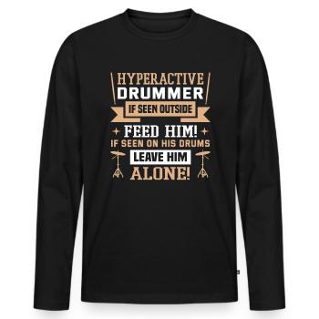 Batteur dans un groupe | Batteur, Musicien - T-shirt manches longues Premium bio Homme - noir - Devant - Nico (187cm)