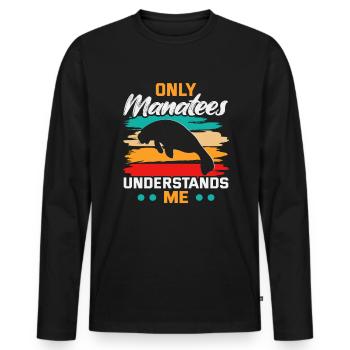 Cold Nose Warm Heart Manatee chubby manatee - Men's Premium Organic Long Sleeve Shirt - black - Front - Nico (187cm)
