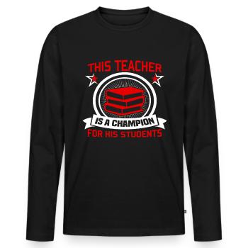 Bester Lehrer Rente Geschenkidee Schüler - Männer Premium Bio Langarmshirt - Schwarz - Vorne - Nico (187cm)