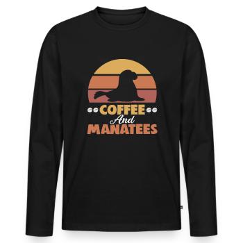 Cold Nose Warm Heart Manatee chubby manatee - Men's Premium Organic Long Sleeve Shirt - black - Front - Nico (187cm)