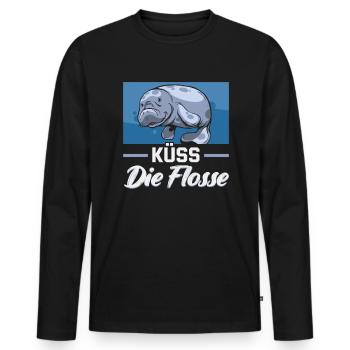 Cold Nose Warm Heart Manatee mollige Seekuh - Männer Premium Bio Langarmshirt - Schwarz - Vorne - Nico (187cm)