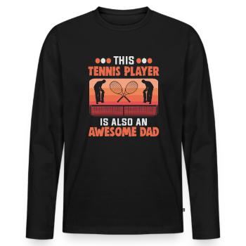Joueur de tennis Instructeur de tennis pour la fête des pères - T-shirt manches longues Premium bio Homme - noir - Devant - Nico (187cm)