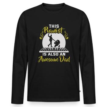 Pianist Vatertag Klavierspieler Musiker - Männer Premium Bio Langarmshirt - Schwarz - Vorne - Nico (187cm)