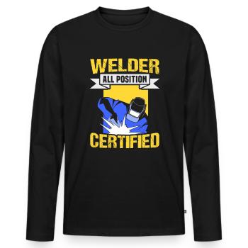 Soudeur Dire Design pour les métallurgistes - T-shirt manches longues Premium bio Homme - noir - Devant - Nico (187cm)