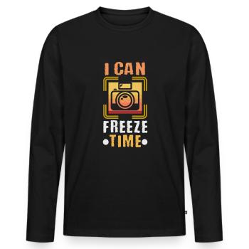 Fotografie I can freeze time Fotograf - Männer Premium Bio Langarmshirt - Schwarz - Vorne - Nico (187cm)