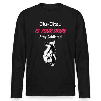 Le jiu-jitsu est votre toxicomane - T-shirt manches longues Premium bio Homme - noir - Devant - Nico (187cm)