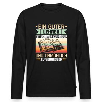 Bester Lehrer Rente Geschenkidee Schüler - Männer Premium Bio Langarmshirt - Schwarz - Vorne - Nico (187cm)