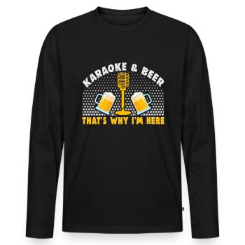 Karaoké Chant Chanteur Musique Karaoké Bar - T-shirt manches longues Premium bio Homme - noir - Devant - Nico (187cm)