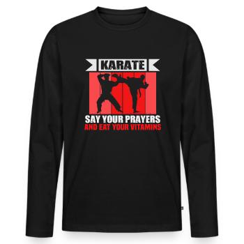 Karate Kampfsport Karate Trainer Karate Kämpfer - Männer Premium Bio Langarmshirt - Schwarz - Vorne - Nico (187cm)