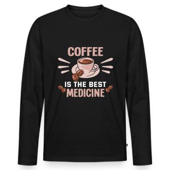 I Like Coffee Gift Ideas Coffee Lover - Men's Premium Organic Long Sleeve Shirt - black - Front - Nico (187cm)