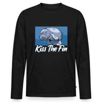Kiss the fin Manatee mollige Seekuh - Männer Premium Bio Langarmshirt - Schwarz - Vorne - Nico (187cm)