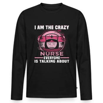 Infirmière Anniversaire Design Soignant Médecin - T-shirt manches longues Premium bio Homme - noir - Devant - Nico (187cm)