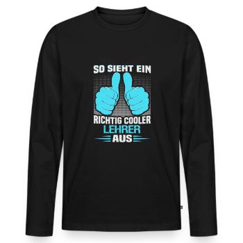 Bester Lehrer Rente Geschenkidee Schüler - Männer Premium Bio Langarmshirt - Schwarz - Vorne - Nico (187cm)