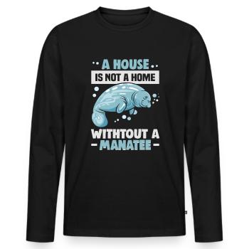 Cold Nose Warm Heart Manatee chubby manatee - Men's Premium Organic Long Sleeve Shirt - black - Front - Nico (187cm)