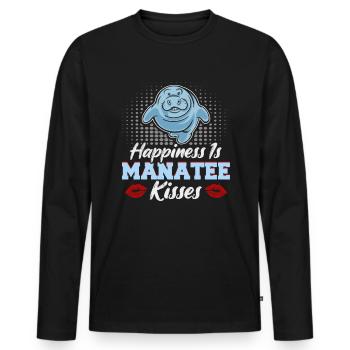 Cold Nose Warm Heart Manatee chubby manatee - Men's Premium Organic Long Sleeve Shirt - black - Front - Nico (187cm)