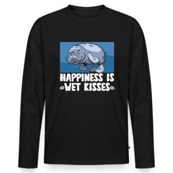 Cold Nose Warm Heart Manatee chubby manatee - Men's Premium Organic Long Sleeve Shirt - black - Front - Nico (187cm)