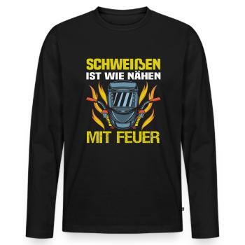Soudeur Dire Design pour les métallurgistes - T-shirt manches longues Premium bio Homme - noir - Devant - Nico (187cm)