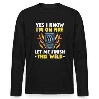 Soudeur Dire Design pour les métallurgistes - T-shirt manches longues Premium bio Homme - noir - Devant - Nico (187cm)