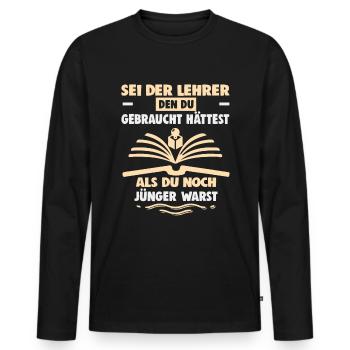 Bester Lehrer Rente Geschenkidee Schüler - Männer Premium Bio Langarmshirt - Schwarz - Vorne - Nico (187cm)