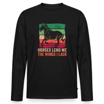 Equitation et design équestre pour les amoureux des chevaux - T-shirt manches longues Premium bio Homme - noir - Devant - Nico (187cm)