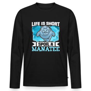 Cold Nose Warm Heart Manatee chubby manatee - Men's Premium Organic Long Sleeve Shirt - black - Front - Nico (187cm)