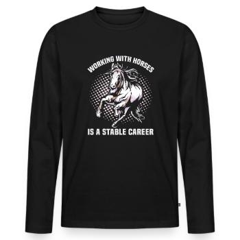 Equitation et design équestre pour les amoureux des chevaux - T-shirt manches longues Premium bio Homme - noir - Devant - Nico (187cm)